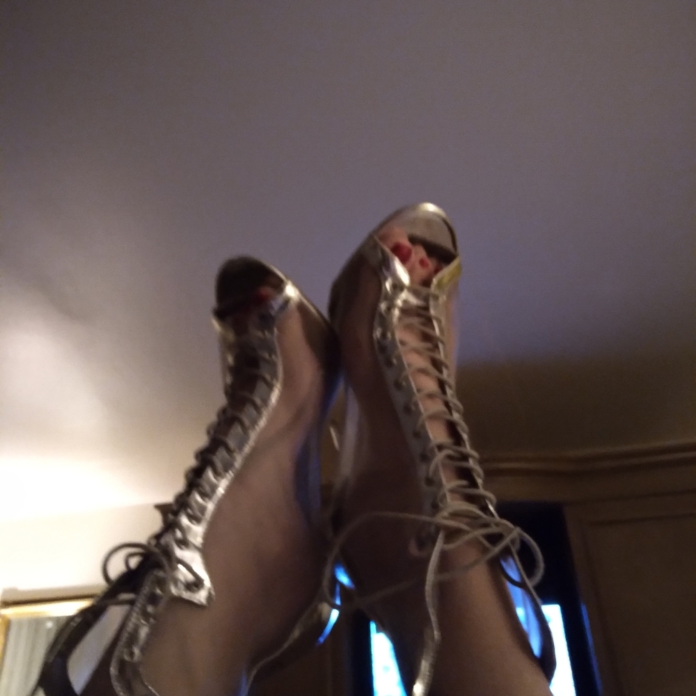 Silver hooker shoes